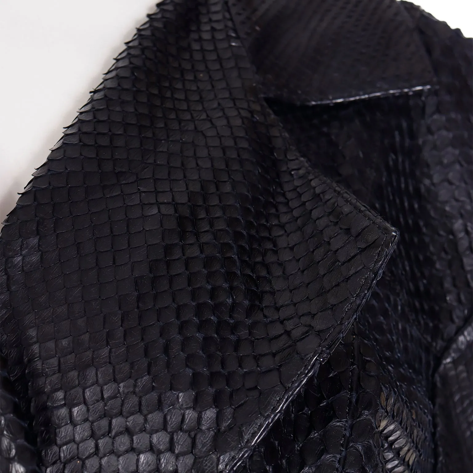 1980s Claude Montana Snakeskin Cut Lamb Leather Jacket