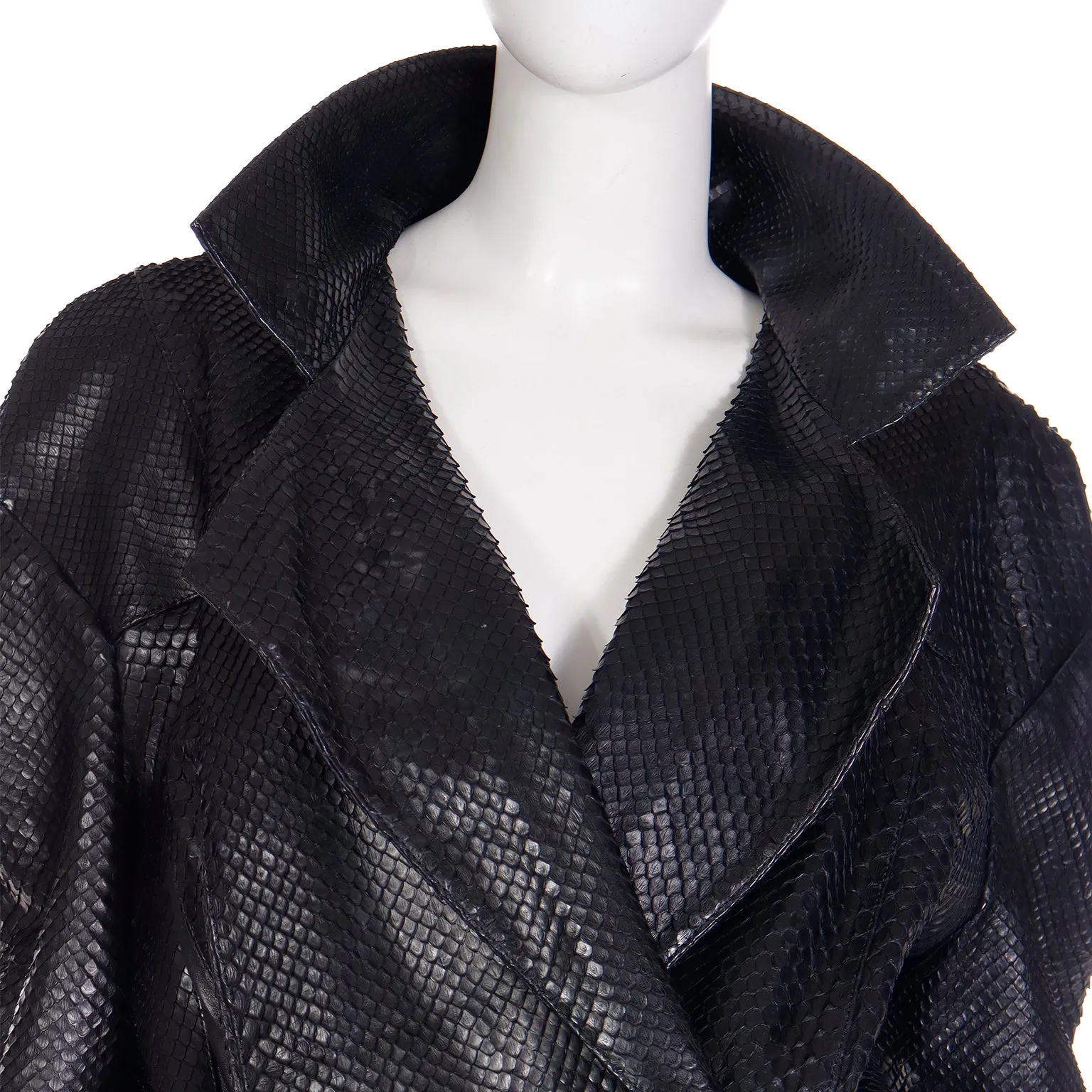 1980s Claude Montana Snakeskin Cut Lamb Leather Jacket