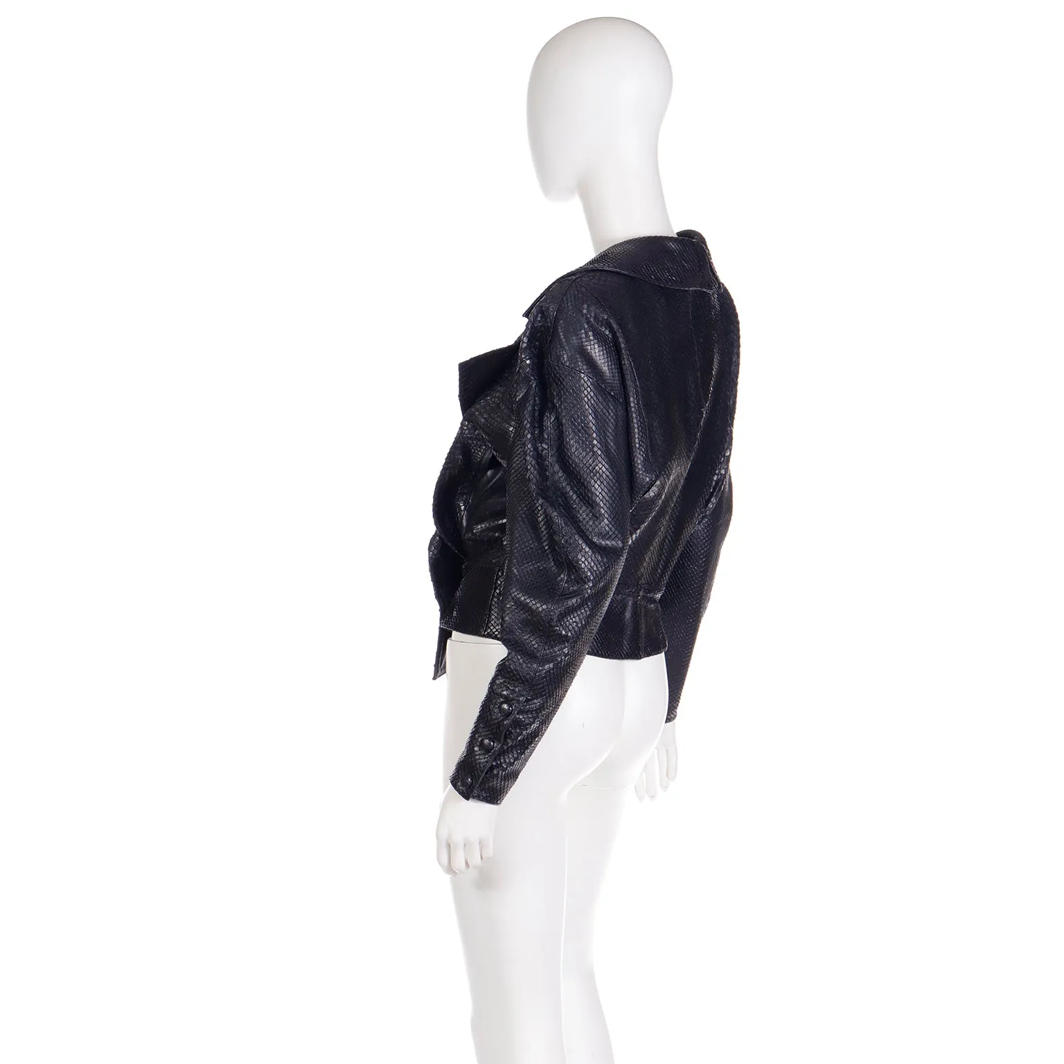 1980s Claude Montana Snakeskin Cut Lamb Leather Jacket