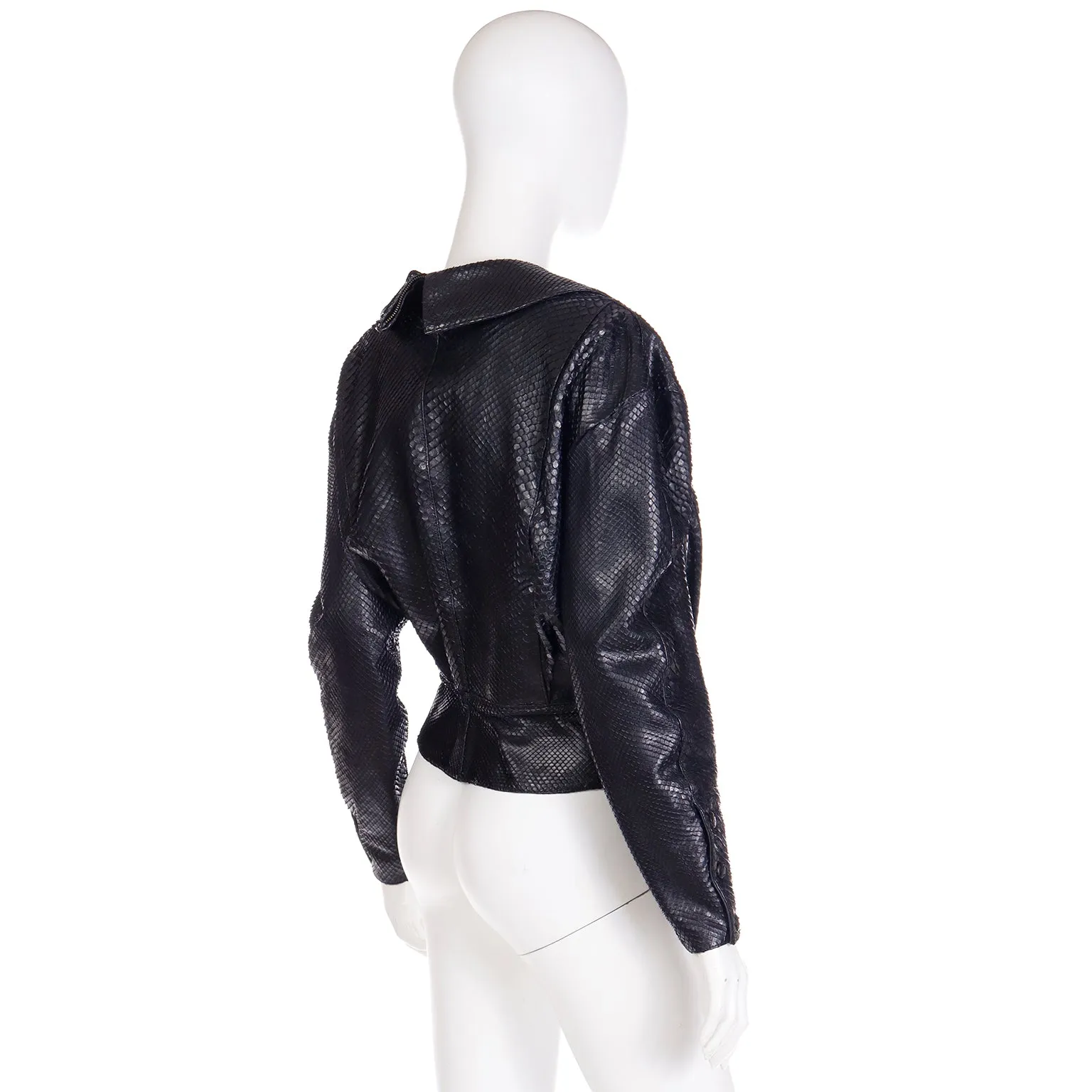 1980s Claude Montana Snakeskin Cut Lamb Leather Jacket