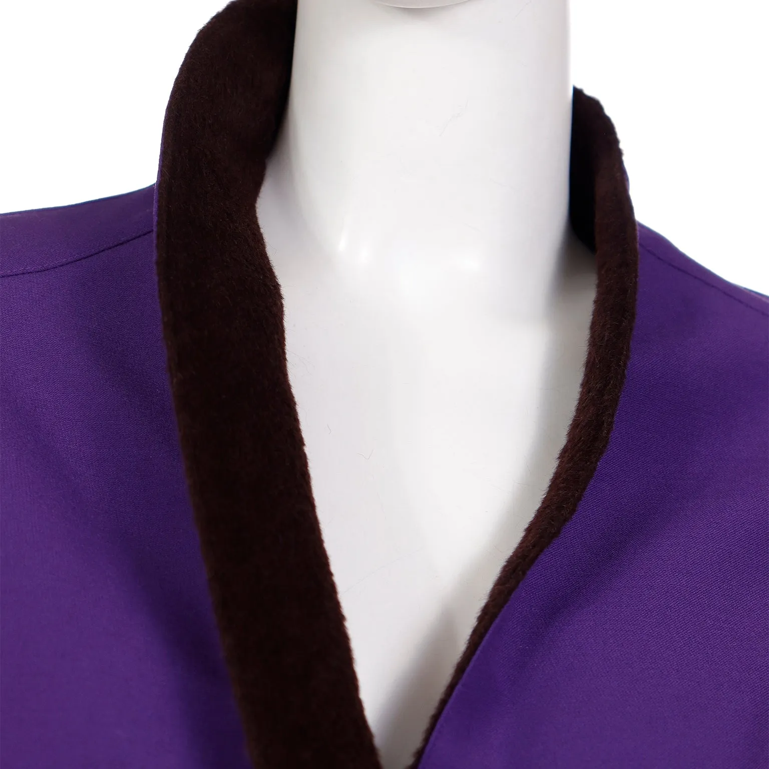 1980s Deadstock Thierry Mugler Purple Wool Jacket w Alpaca Trim