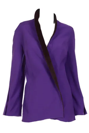 1980s Deadstock Thierry Mugler Purple Wool Jacket w Alpaca Trim