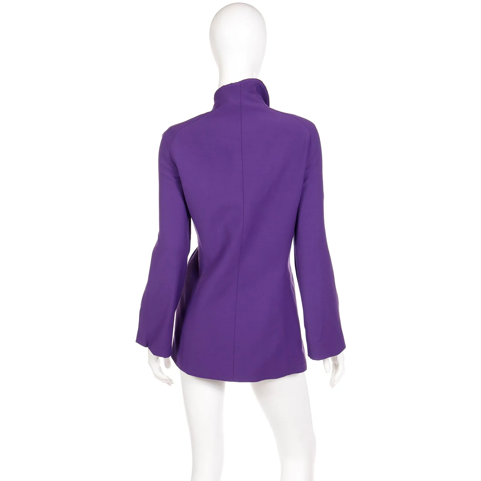 1980s Deadstock Thierry Mugler Purple Wool Jacket w Alpaca Trim