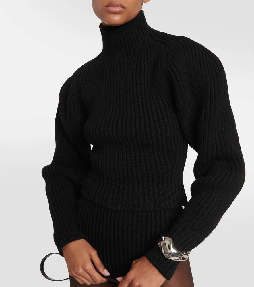 ALAÏA wool blend turtleneck sweater, black