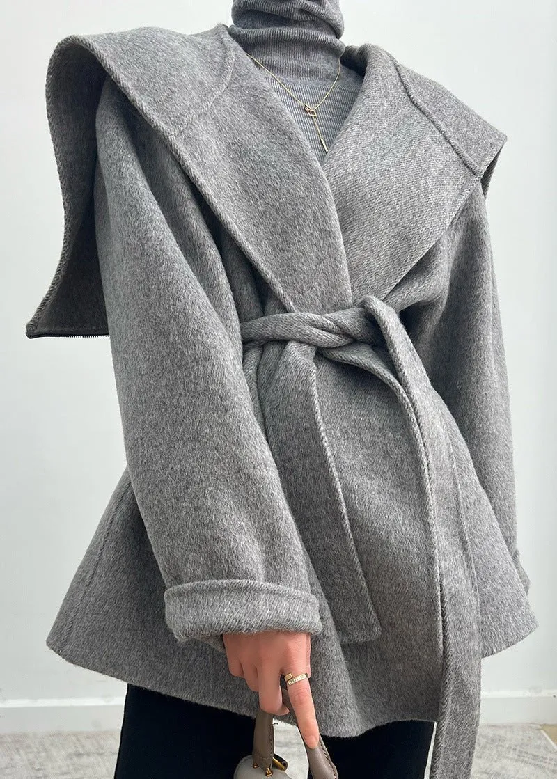 Alpaca Wool Blend Belted Coat