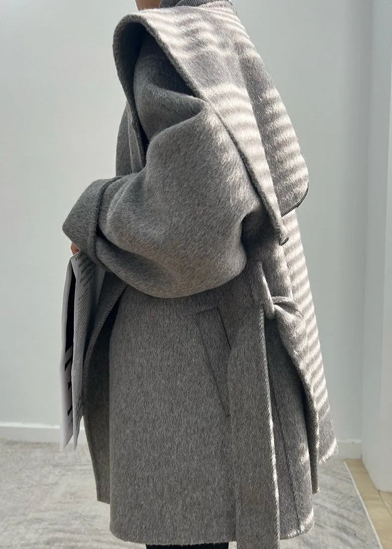 Alpaca Wool Blend Belted Coat