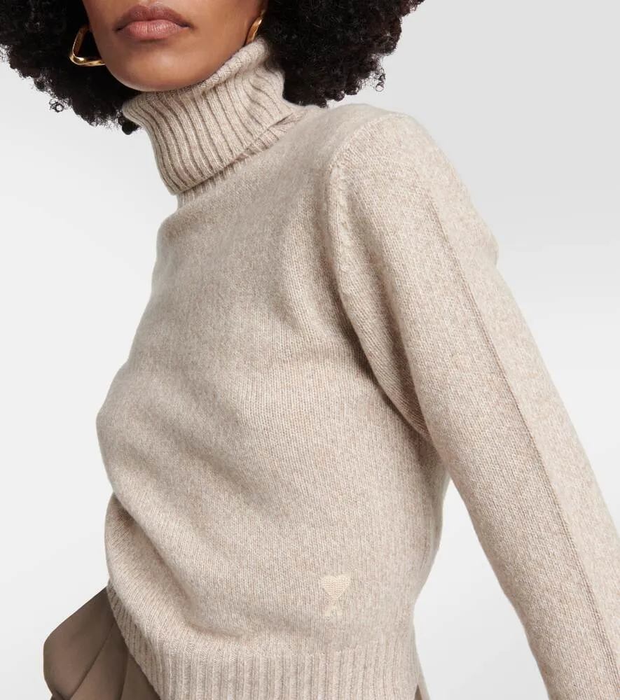 Ami de Cœur cashmere and wool sweater AMI PARIS, beige