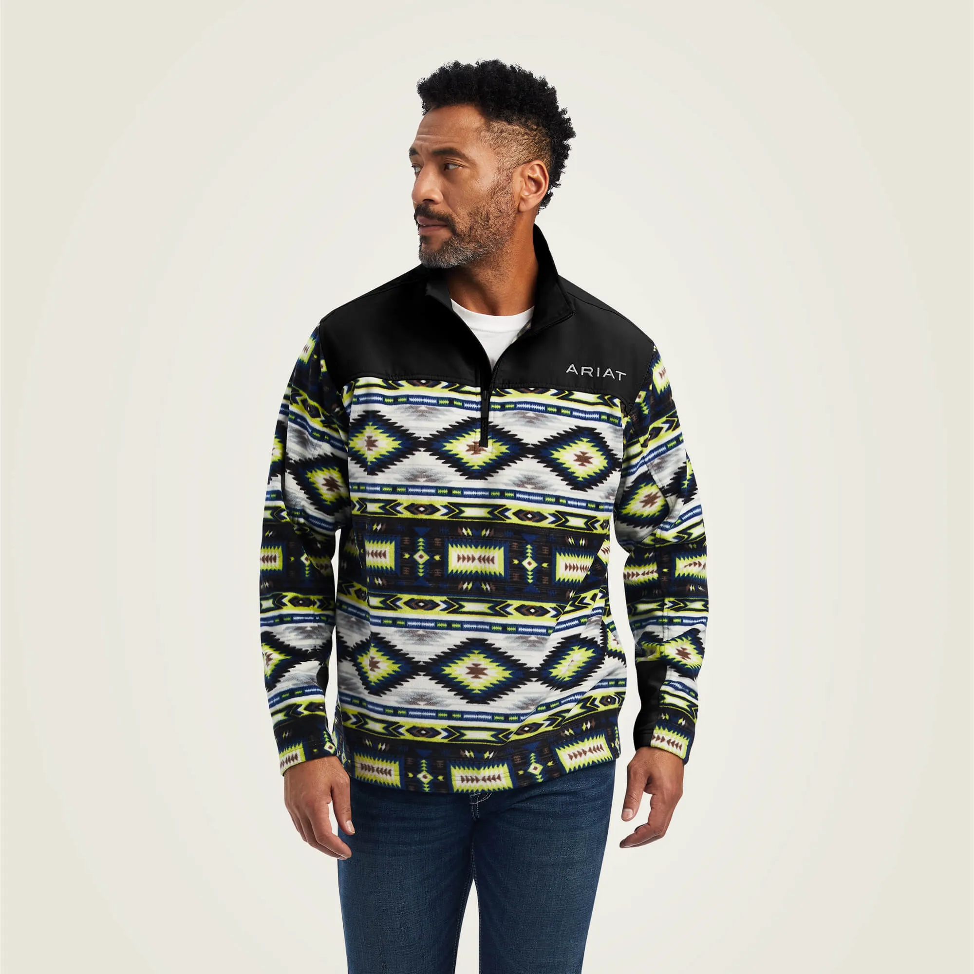 Ariat Lime/Black Southwest Print 2.0 1/4 Zip Sweatshirt for Men