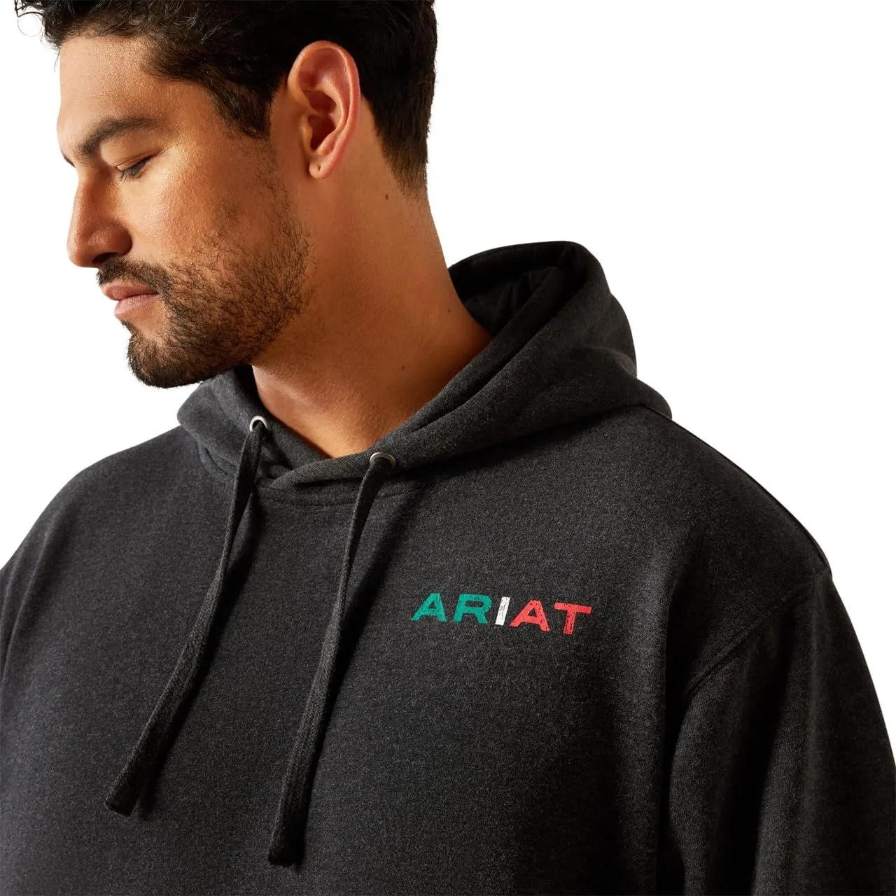 Ariat Men's Mexico Flag Lockup Hoodie, Black Heather