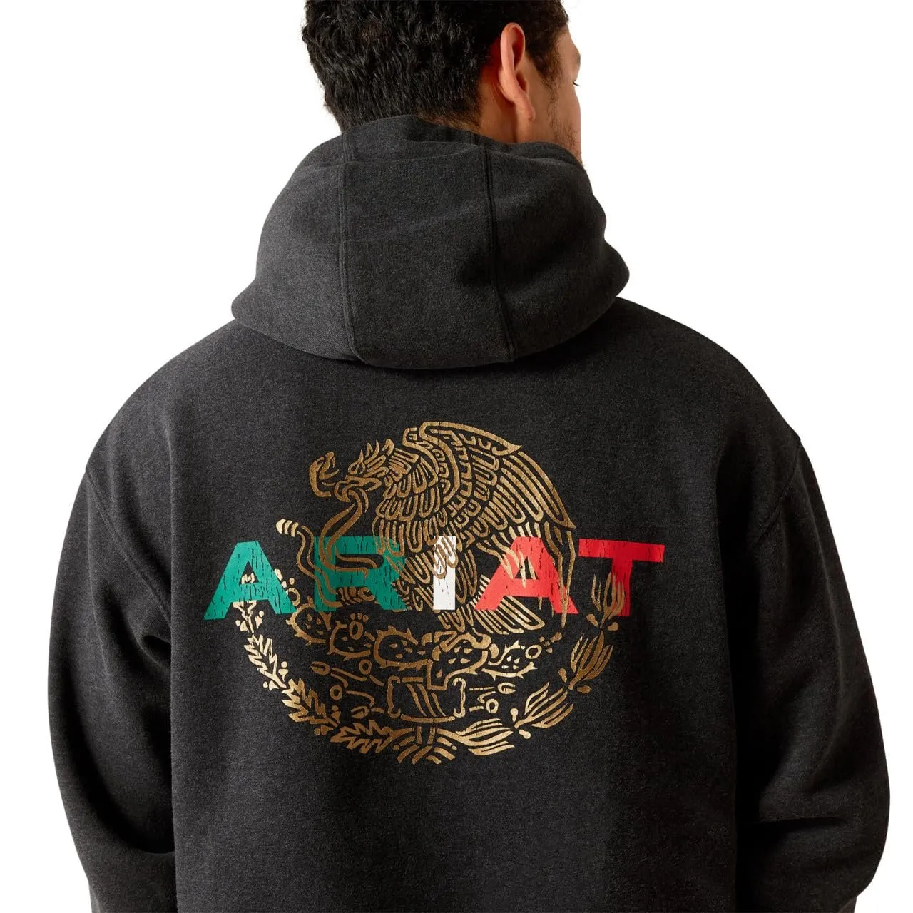 Ariat Men's Mexico Flag Lockup Hoodie, Black Heather