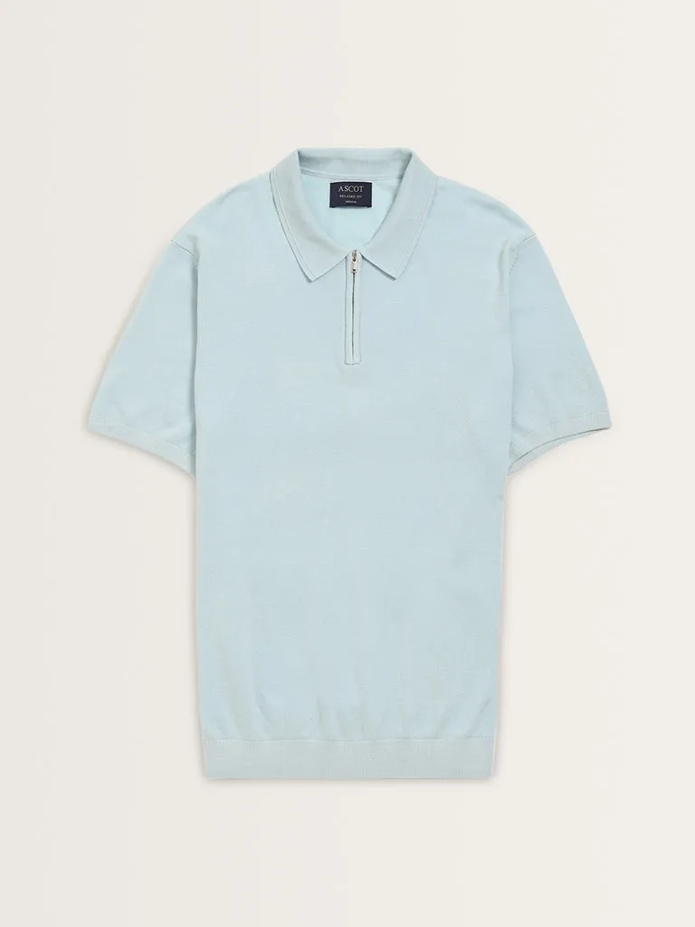 Ascot Light Blue Relaxed-Fit Polo T-Shirt