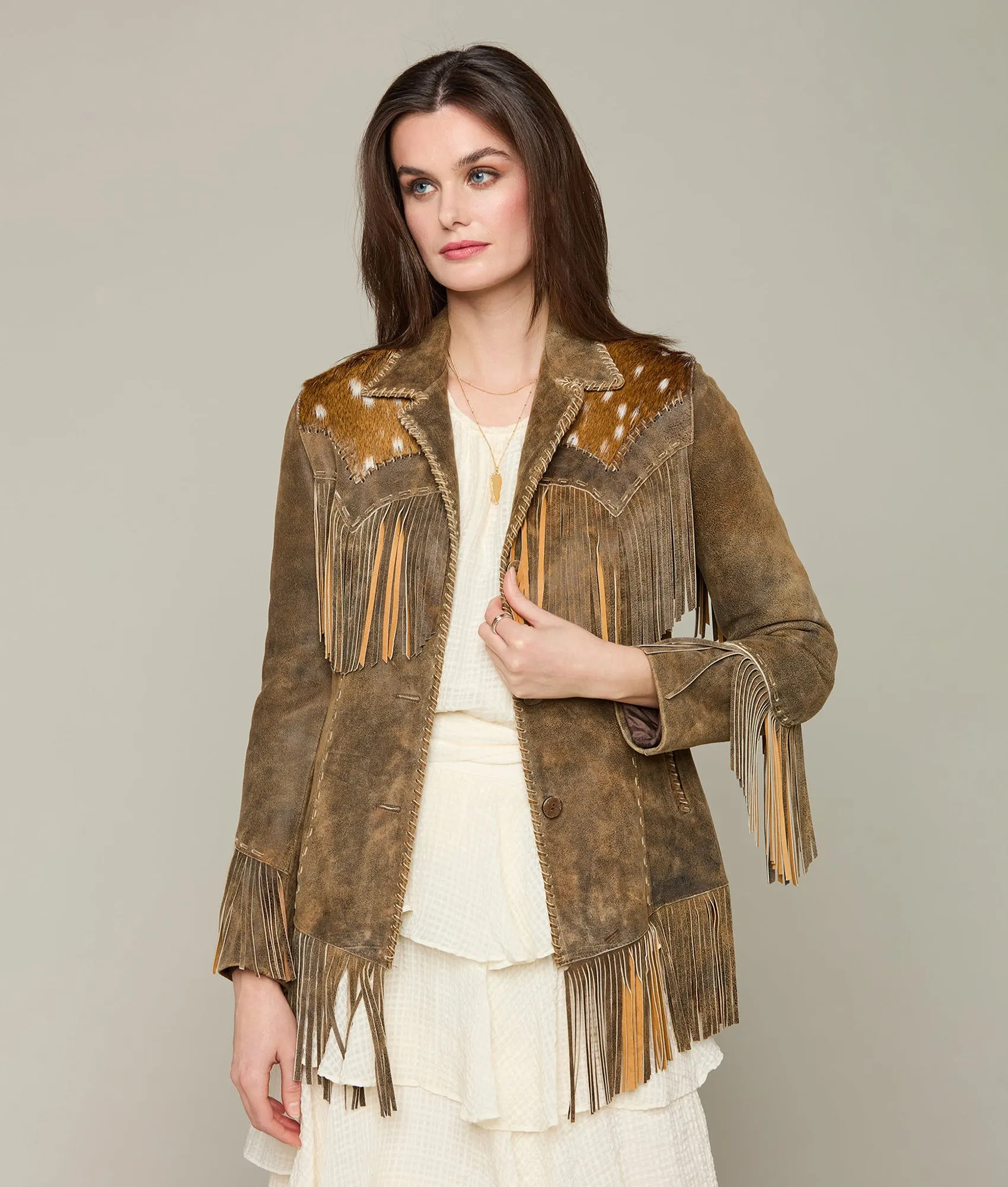 Axis Fringe Jacket :: Whiskey