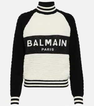 BALMAIN wool and cotton jacquard monogram sweater, multicolored