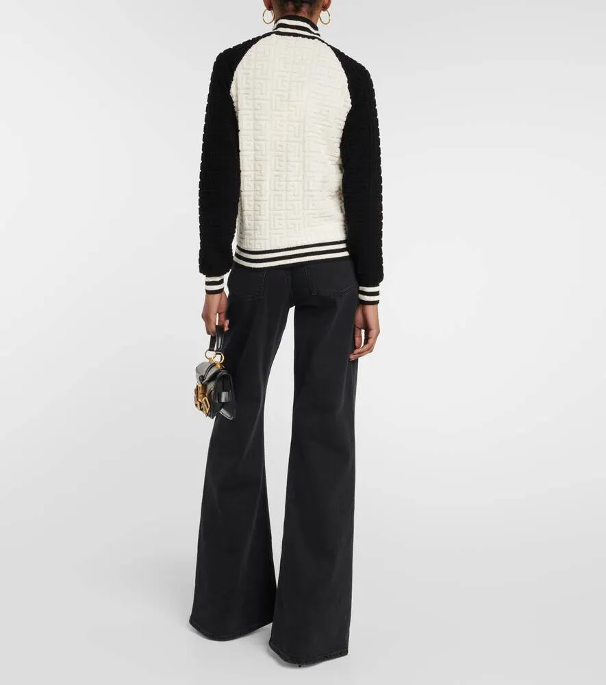 BALMAIN wool and cotton jacquard monogram sweater, multicolored