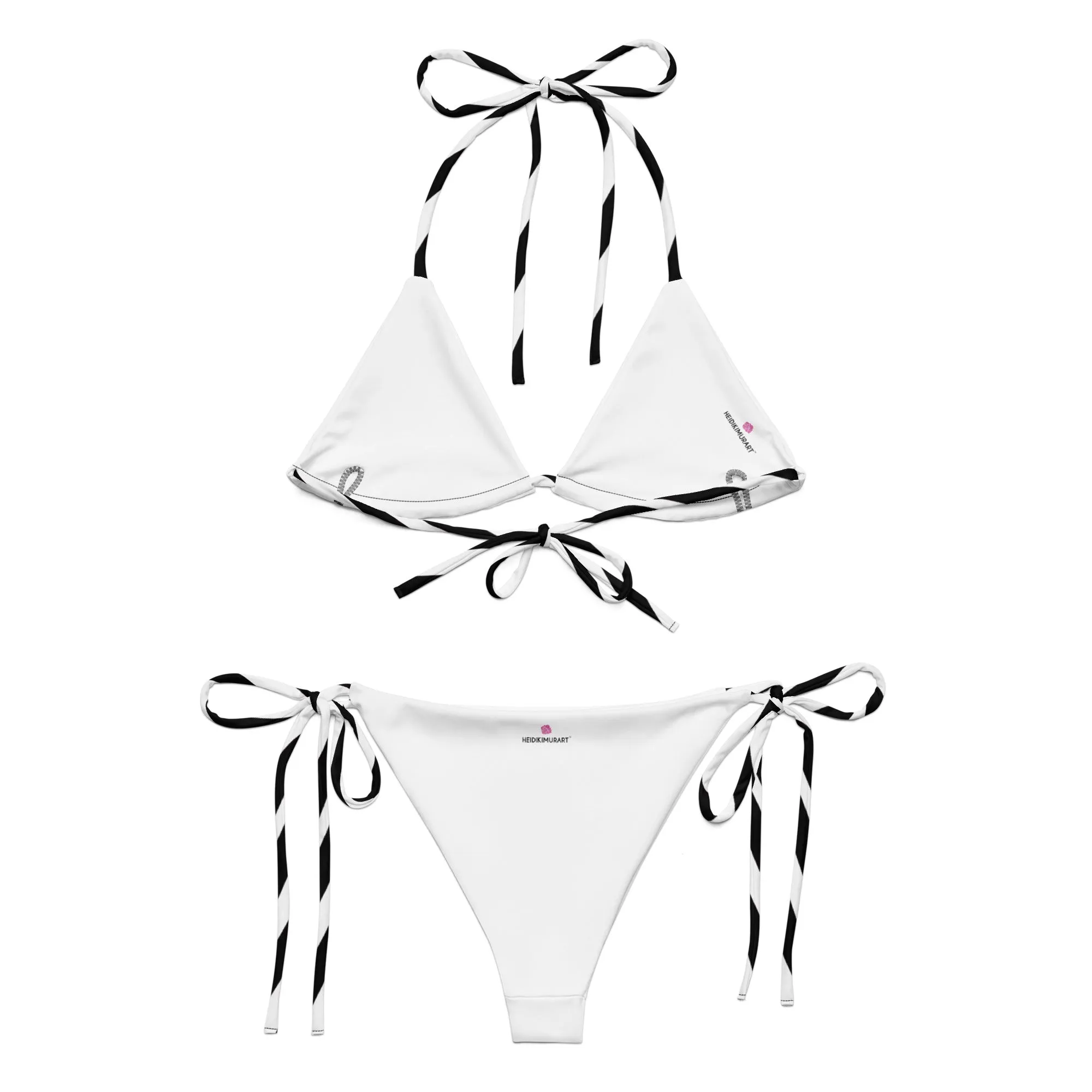 Best Diagonally Striped Bikini Set, 2 pc Recycled String Bikini Set For Women - Made in USA/EU/MX  (US Size: 2XL-6XL)