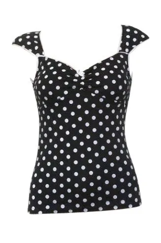 Black & White Rockabilly Polka Dot Top