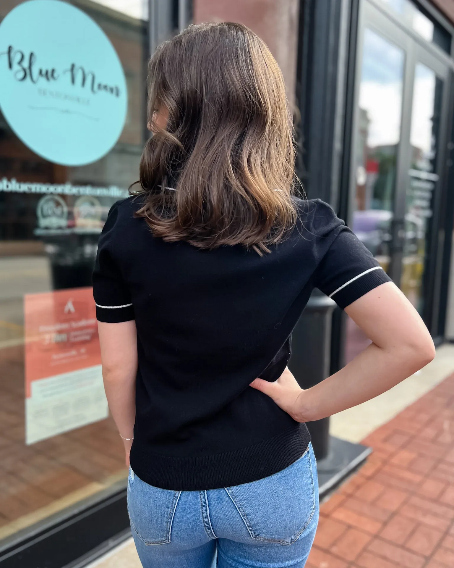 Black Knit Polo w/Contrasting Trim