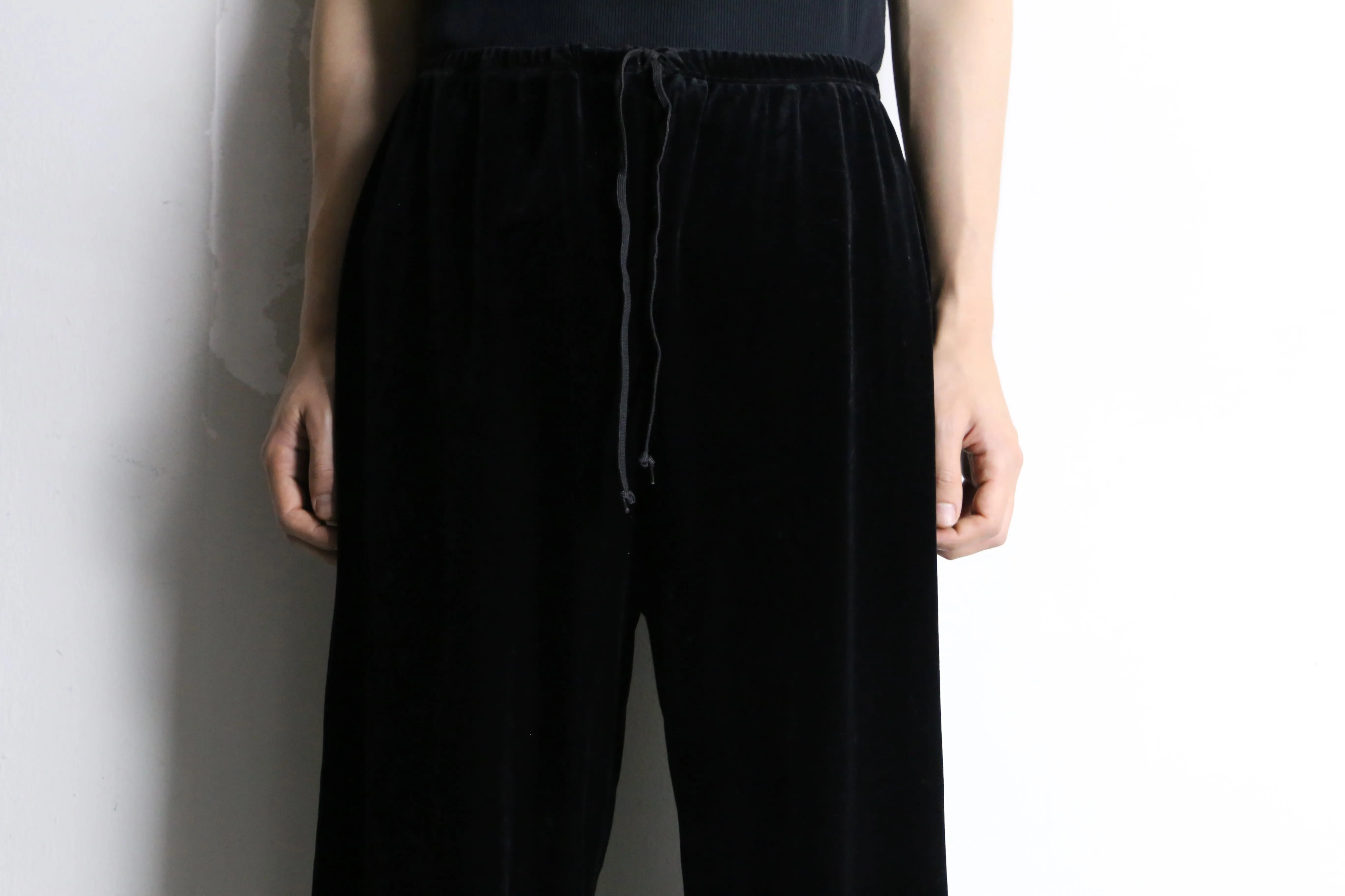 black velour style drawstring pants