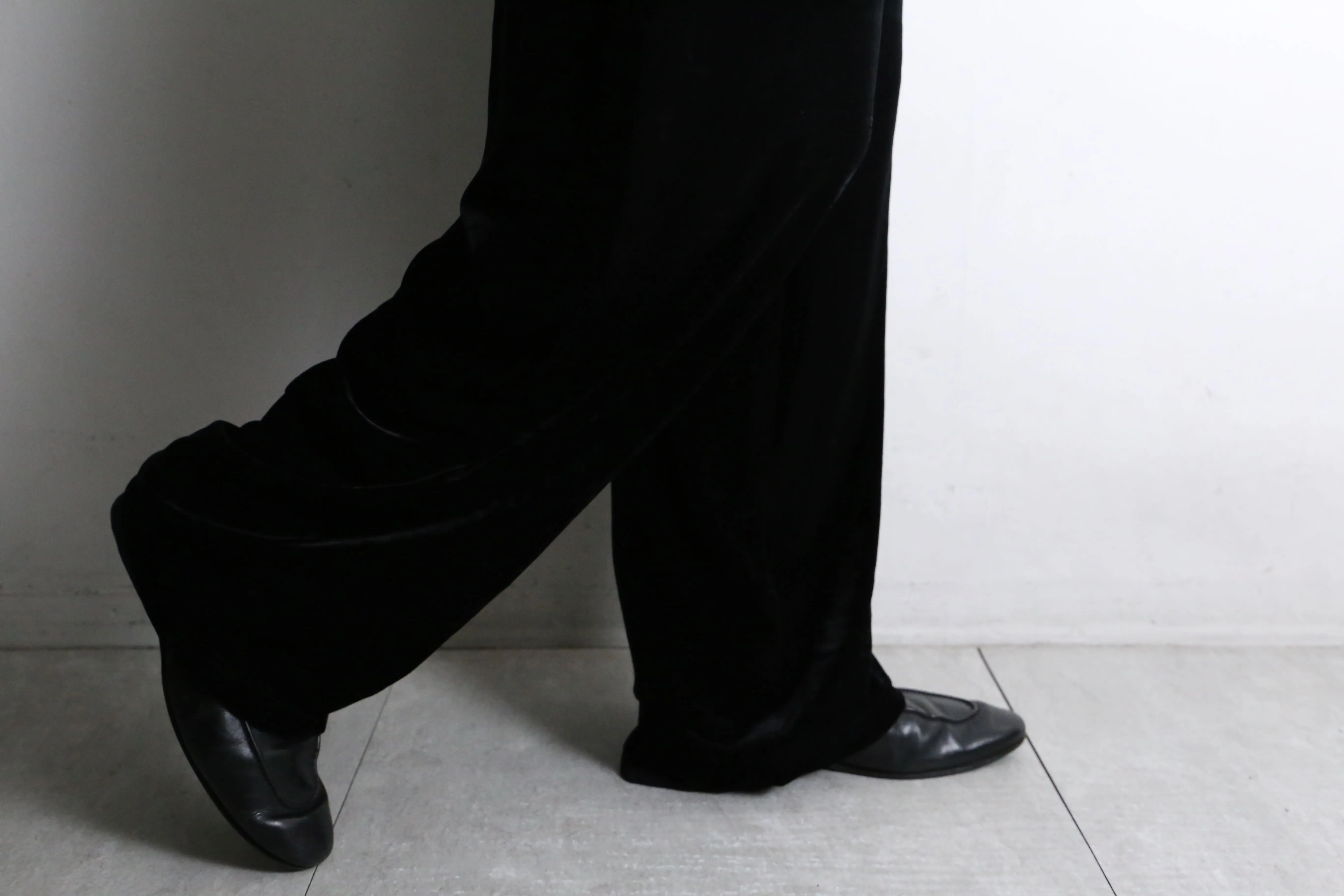 black velour style drawstring pants