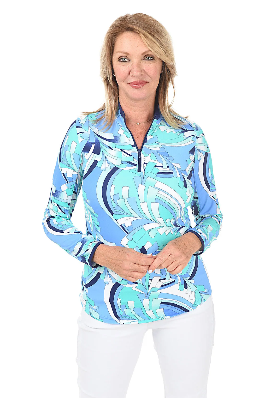 Blue St. Barths UPF50  Contrast Piping Sun Shirt