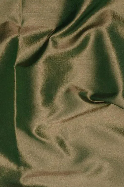 Bronze Olive Green Taffeta Silk Fabric