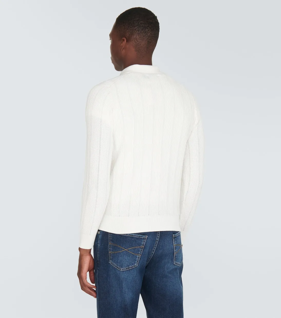 Brunello Cucinelli cotton polo sweater, white