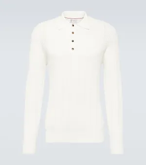 Brunello Cucinelli cotton polo sweater, white