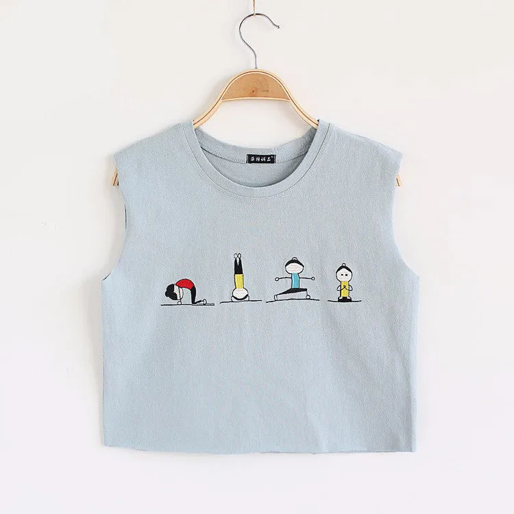 Cartoon Print Harajuku Style Sleeveless