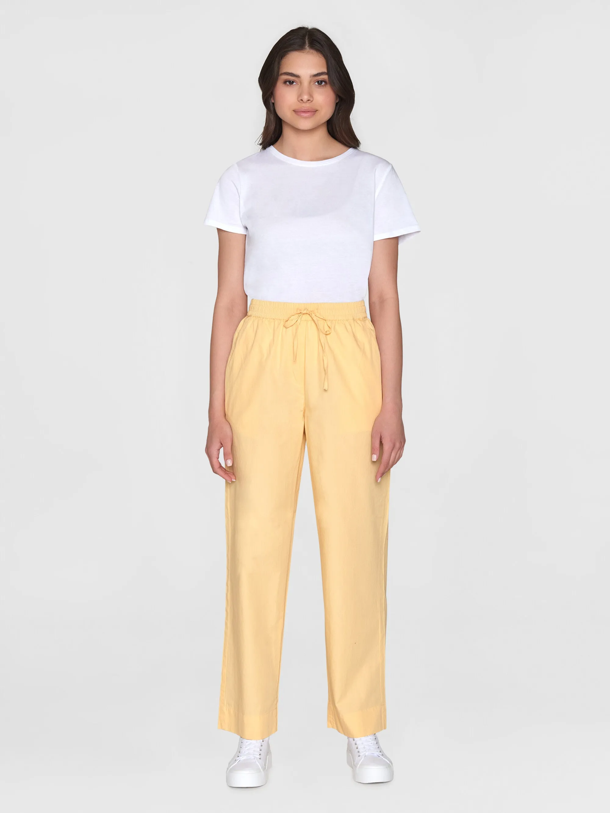 CHLOE barrel high-rise poplin elastic waistband pants - Impala