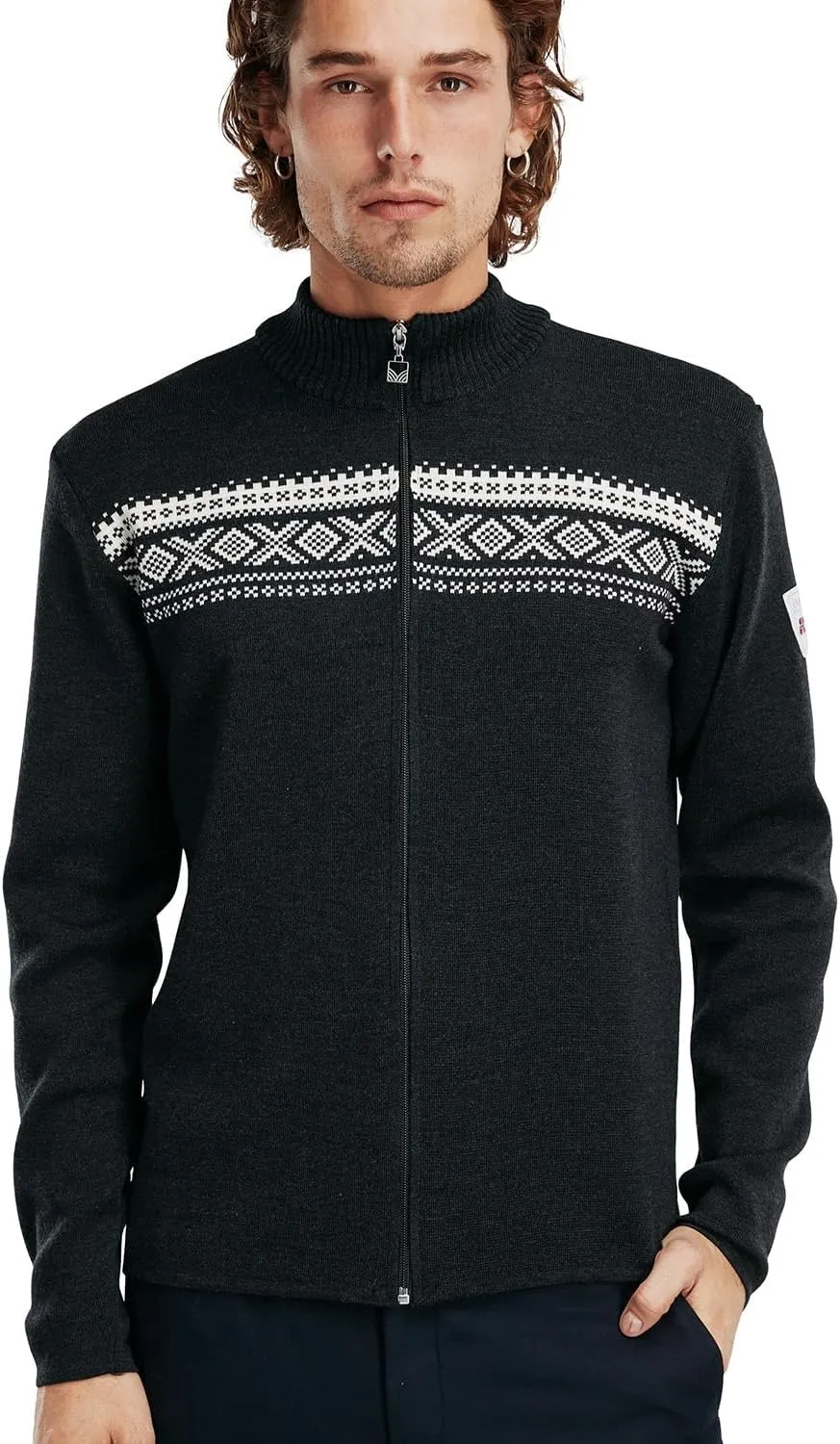 Dalestolen Jacket Dale of Norway Sweater, Dark Charcoal/Off-White