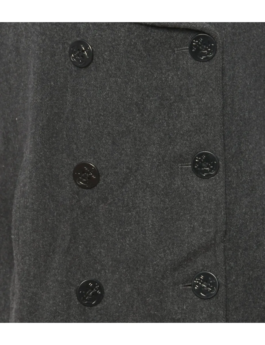 Double Breasted Dark Grey Peacoat - M