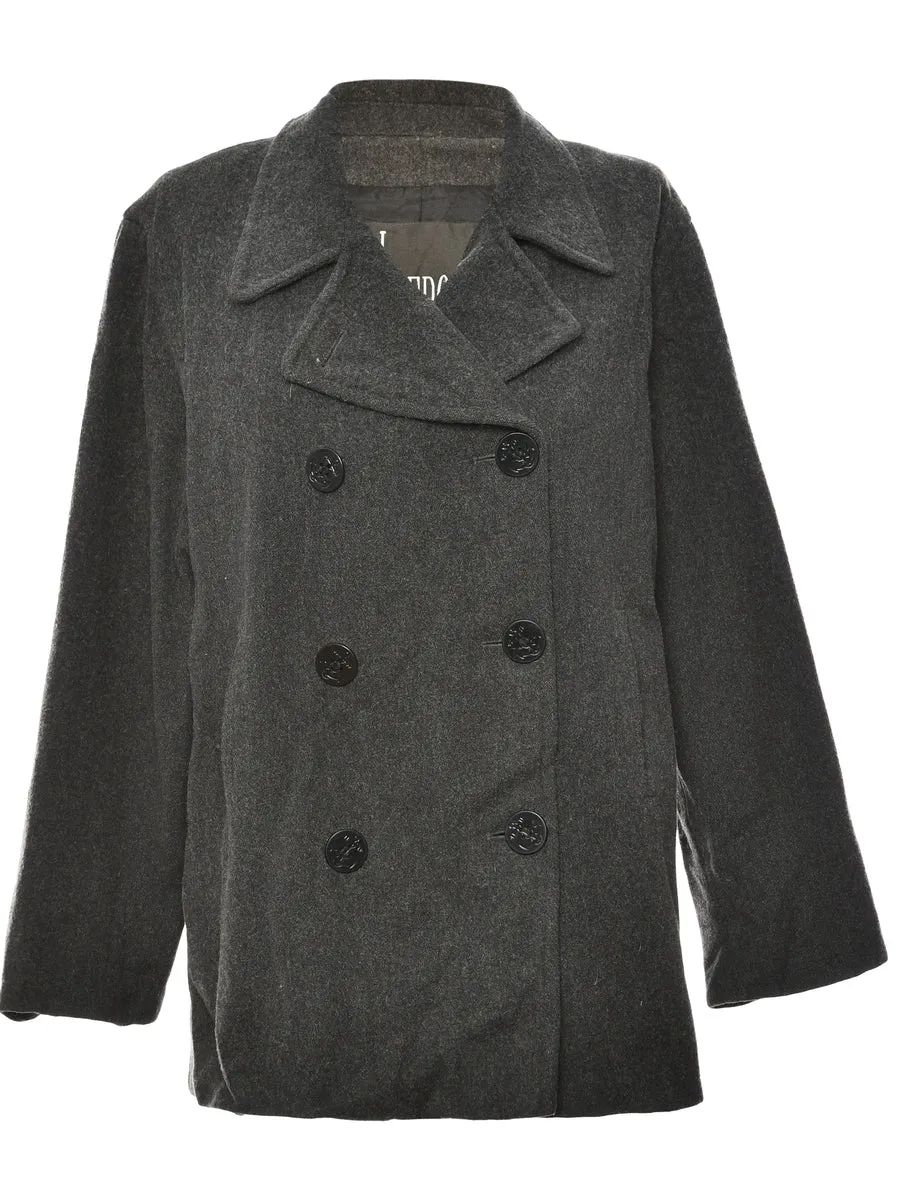 Double Breasted Dark Grey Peacoat - M