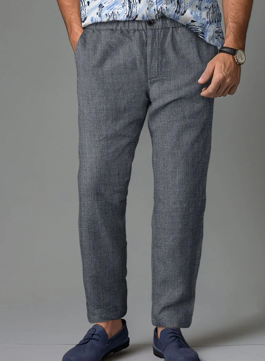 Easy Pants Italian Khyber Gray Blue Linen