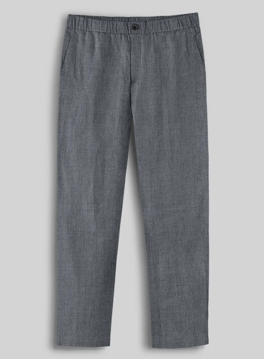 Easy Pants Italian Khyber Gray Blue Linen