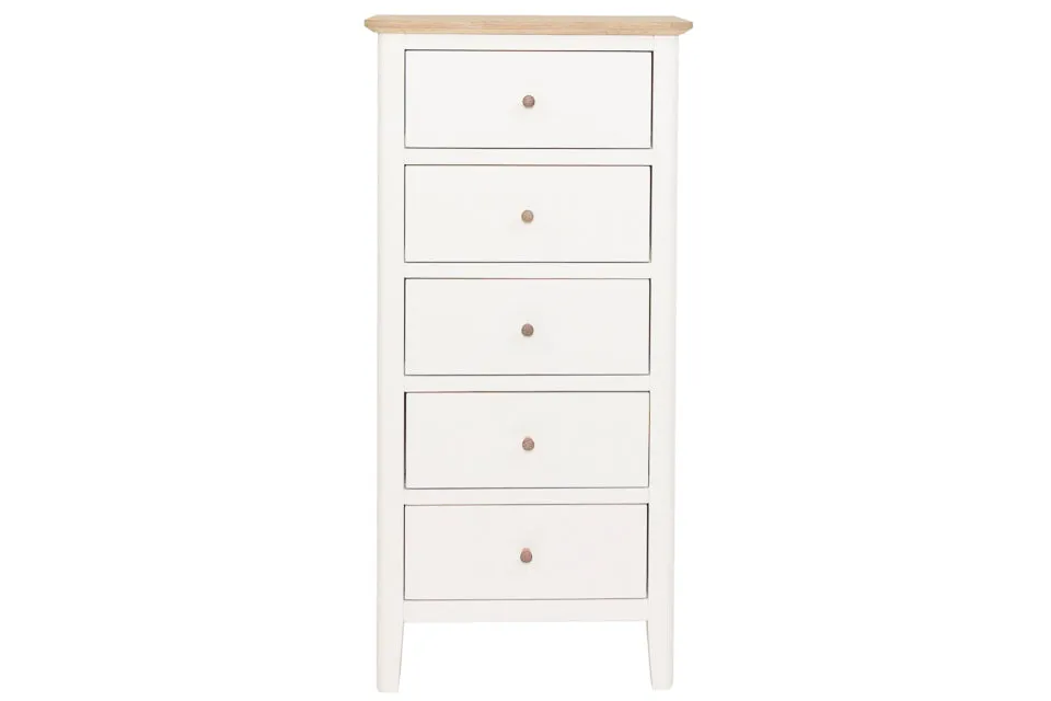 Eimear - Cream And Oak 5Dr Tallboy Chest Of Drawers