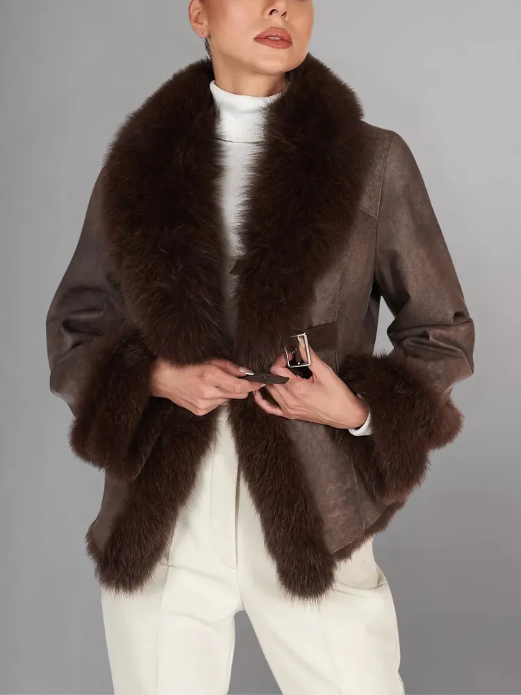 Elbow Street Fashion Winter Shearling Leather jacket