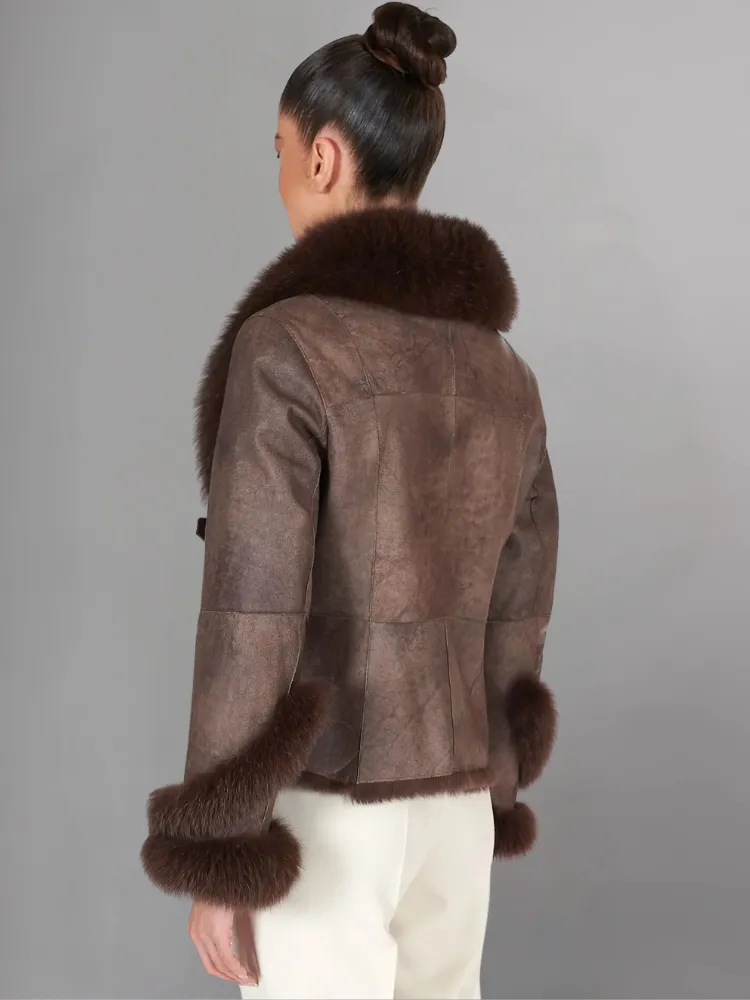 Elbow Street Fashion Winter Shearling Leather jacket