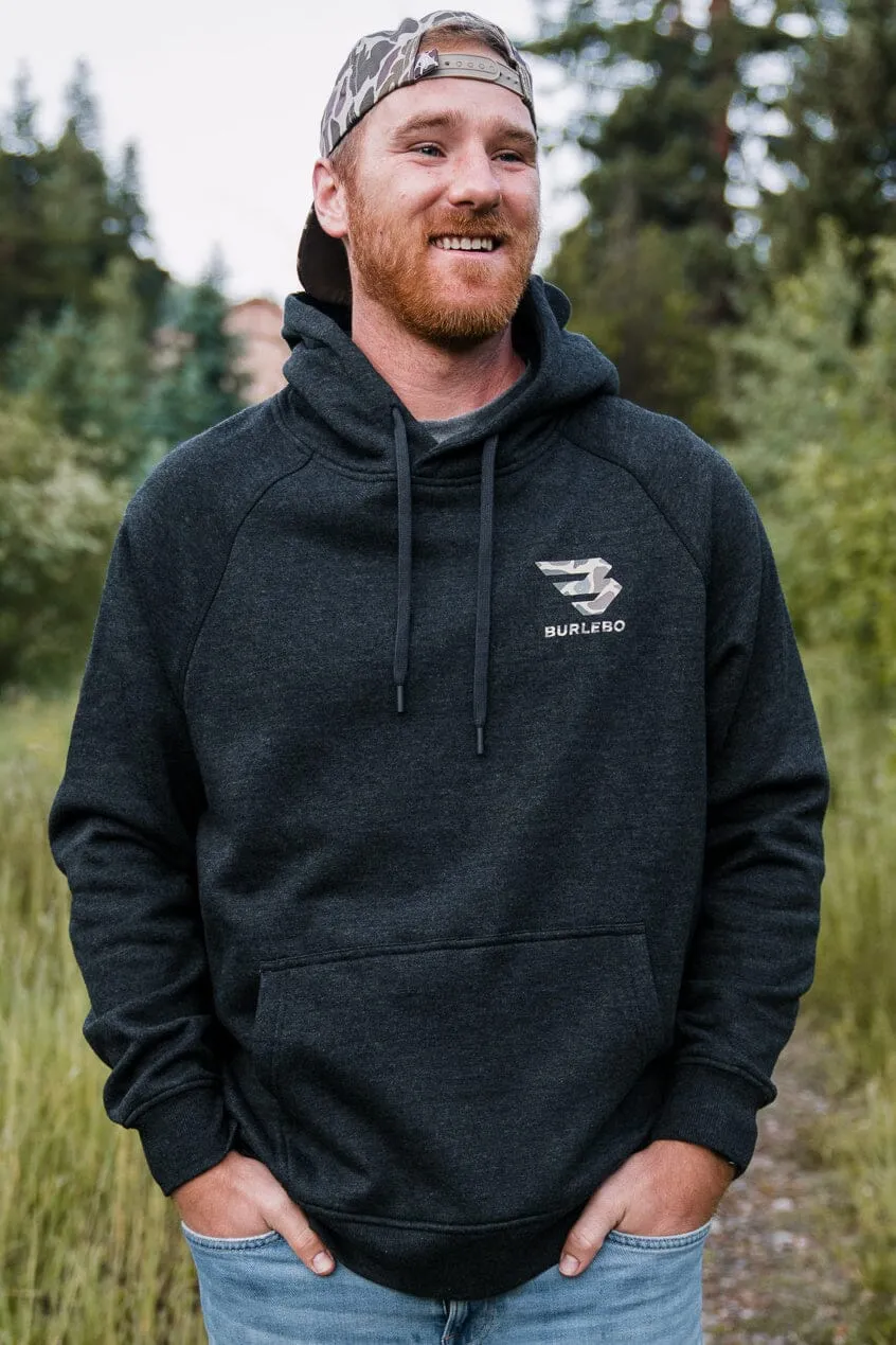 Fleece Hoodie - Camo Signature Logo - Heather Black