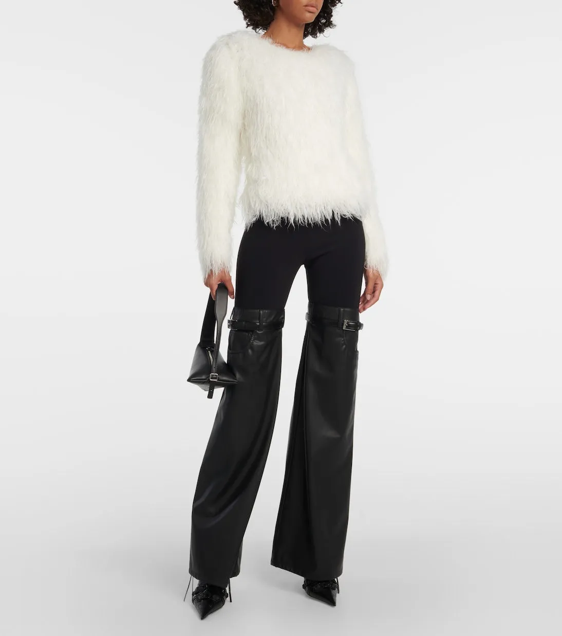 Fluffy knitted sweater Coperni, white