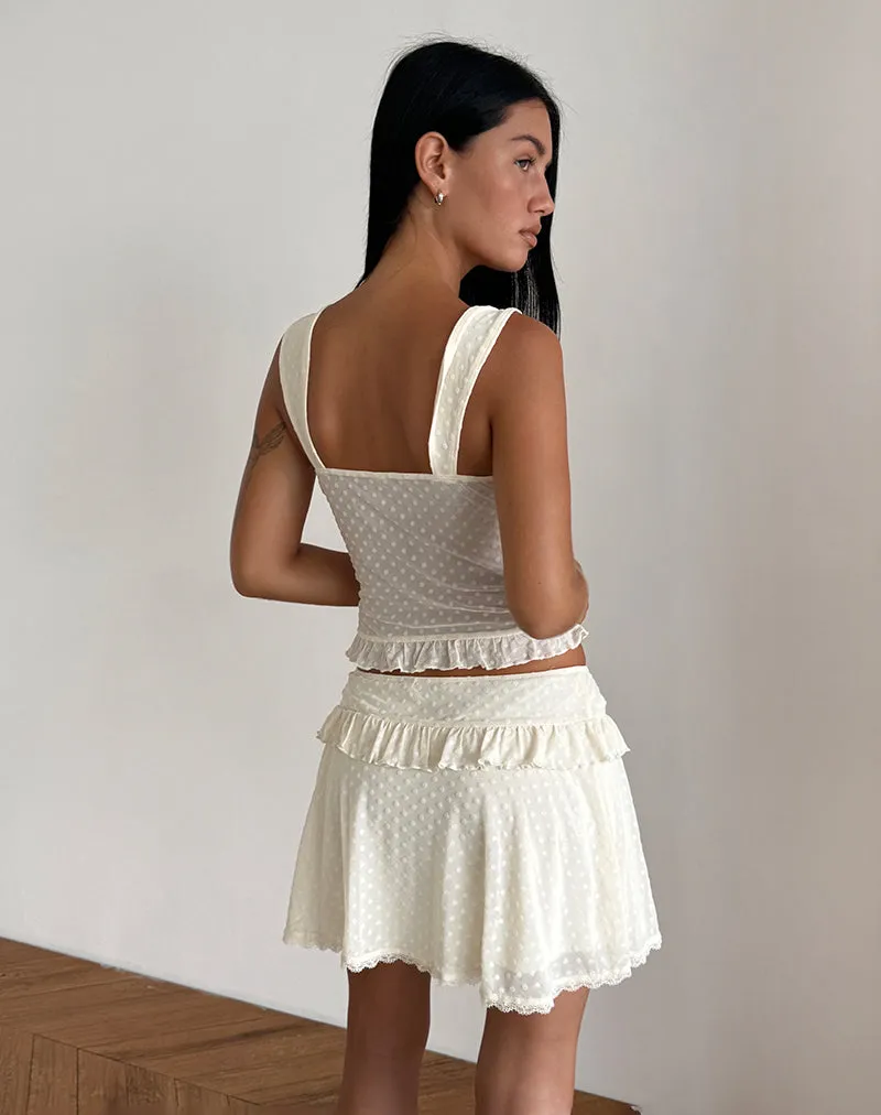 Gastri Mini Skirt in Ivory Polka Flock