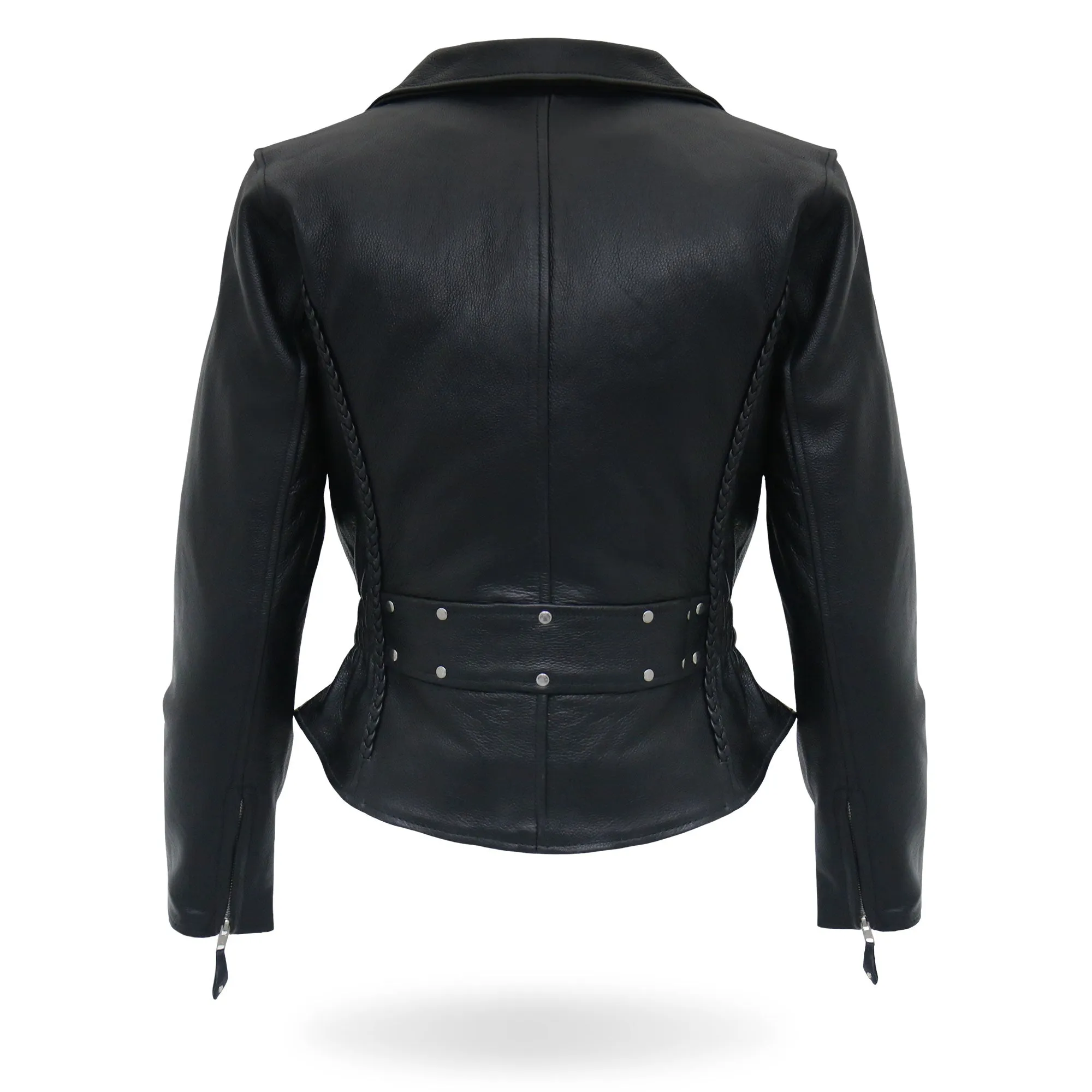 Hot Leathers JKL1009 Ladies Braided Motorcycle Leather Biker Jacket