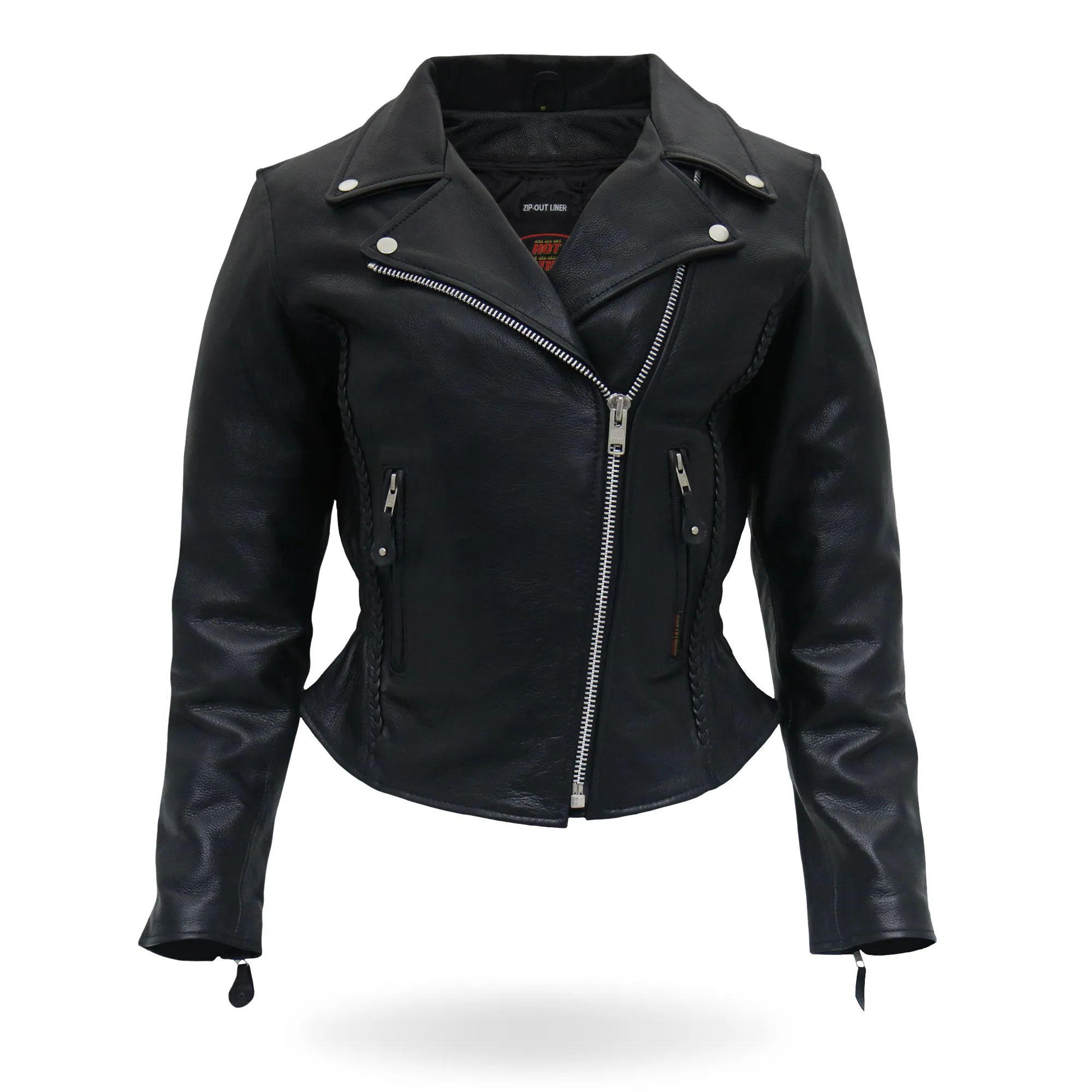 Hot Leathers JKL1009 Ladies Braided Motorcycle Leather Biker Jacket