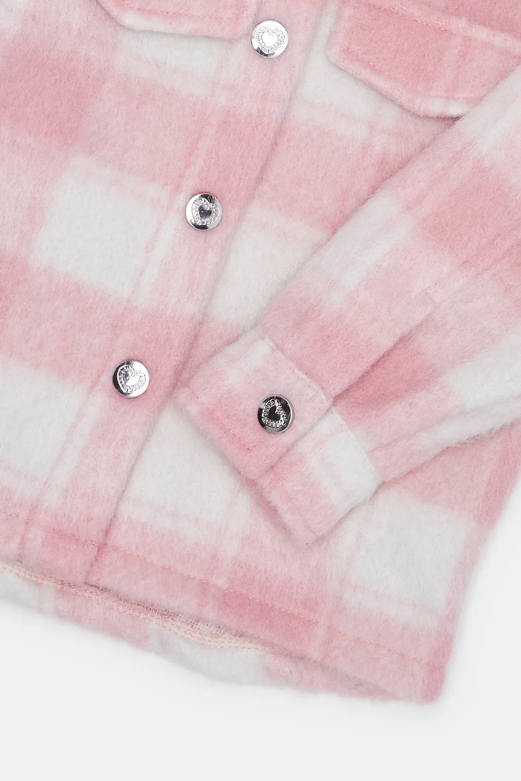 Infant Girls Pink Checked Hooded Jacket