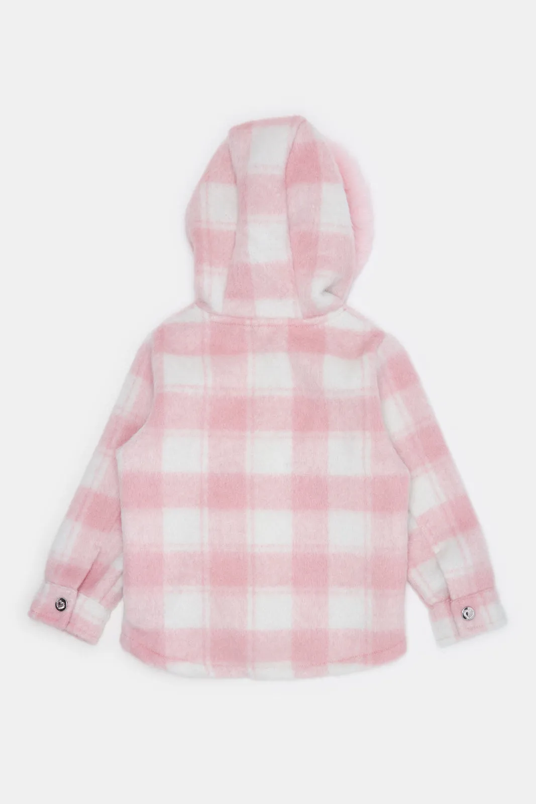 Infant Girls Pink Checked Hooded Jacket