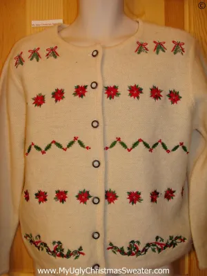 Ivy and Poinsettias Tacky Christmas Sweater