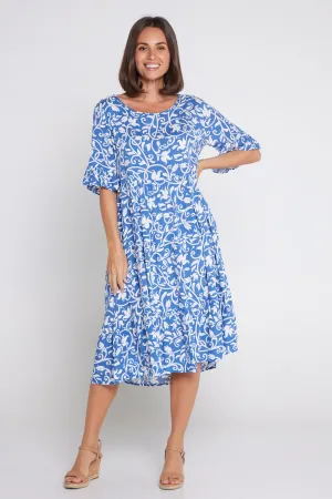 Jackson Dress - Blue/Floral Flourish