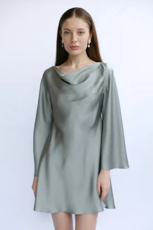 Jade Cowl Neck Long Sleeve Mini Dress