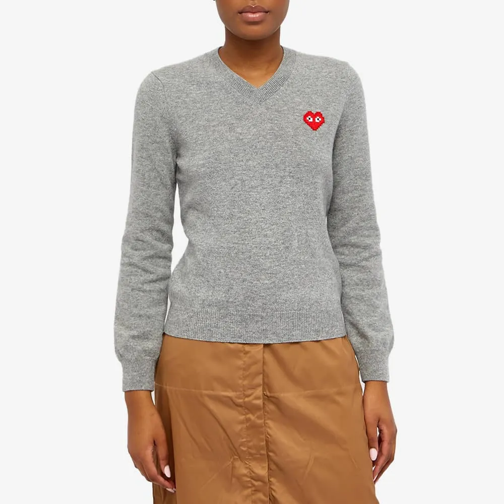 Jumper Comme des Garçons Play Invader Heart V-Neck Pullover