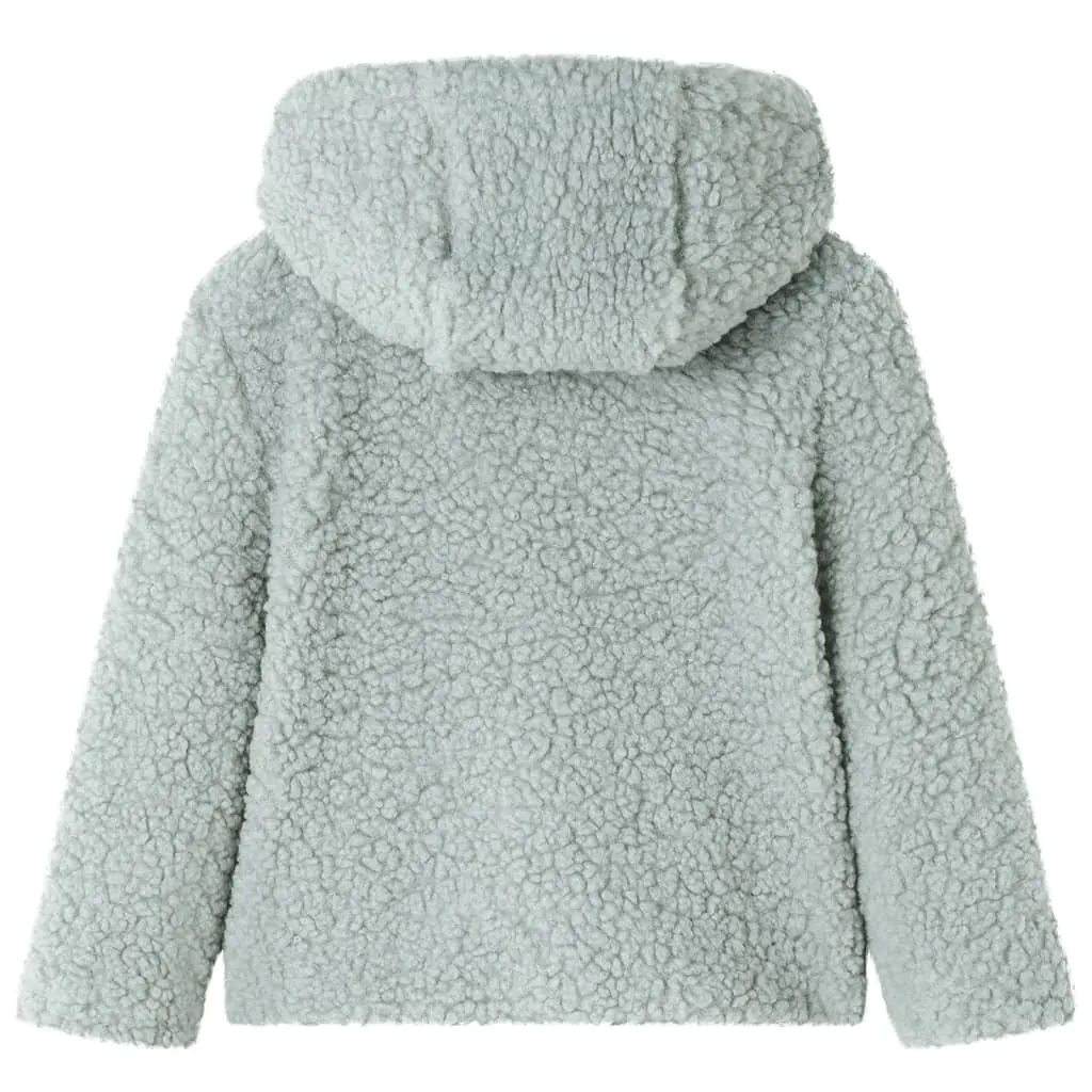 Kids' Mint Green Hooded Teddy Faux Fur Jacket - Cozy & Soft - 3-4 Years - Machine Washable