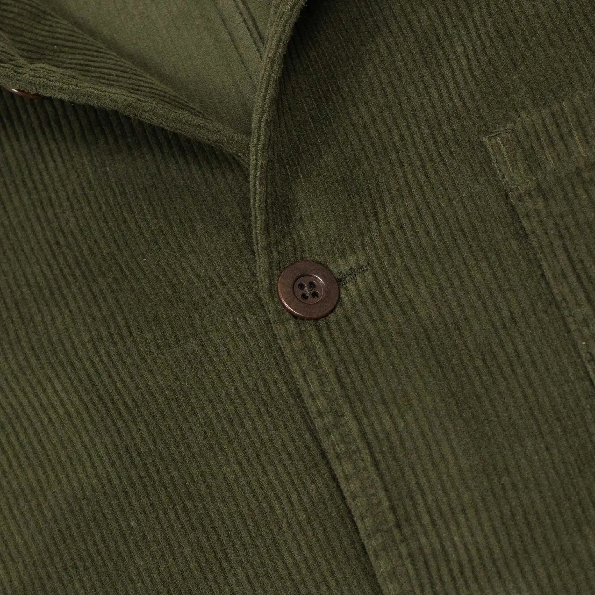 Labura chore coat in dark olive cotton corduroy